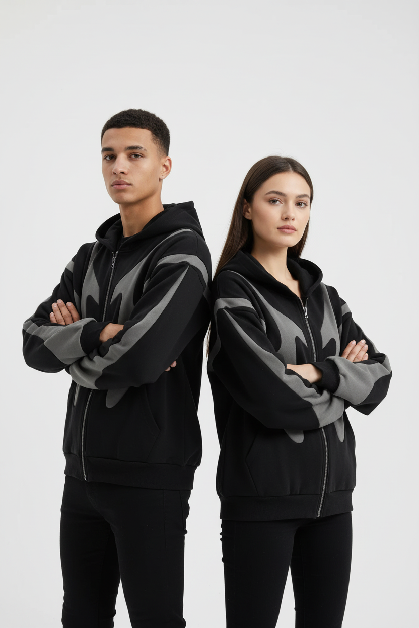 Black Flame Hoodie Back-to-Back