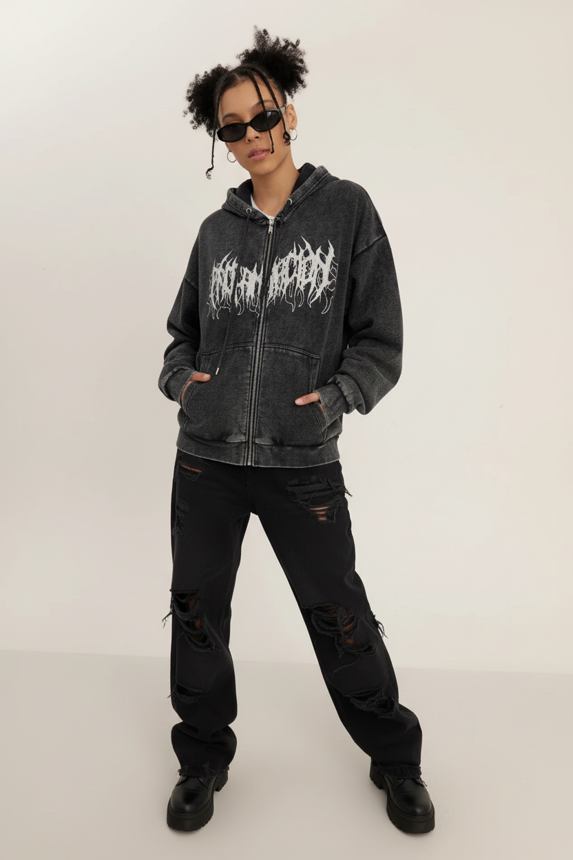 Female Black Hoodie Pose 1