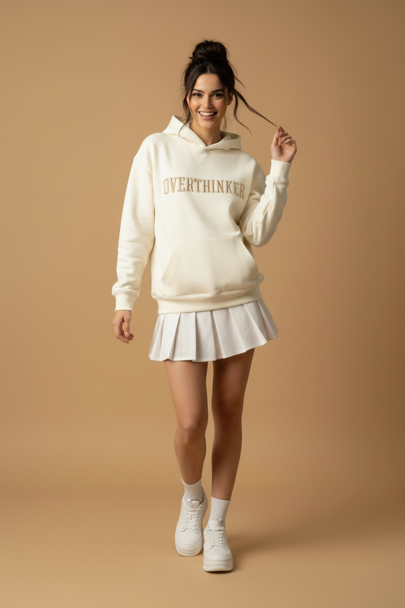 Same model adjusting hair