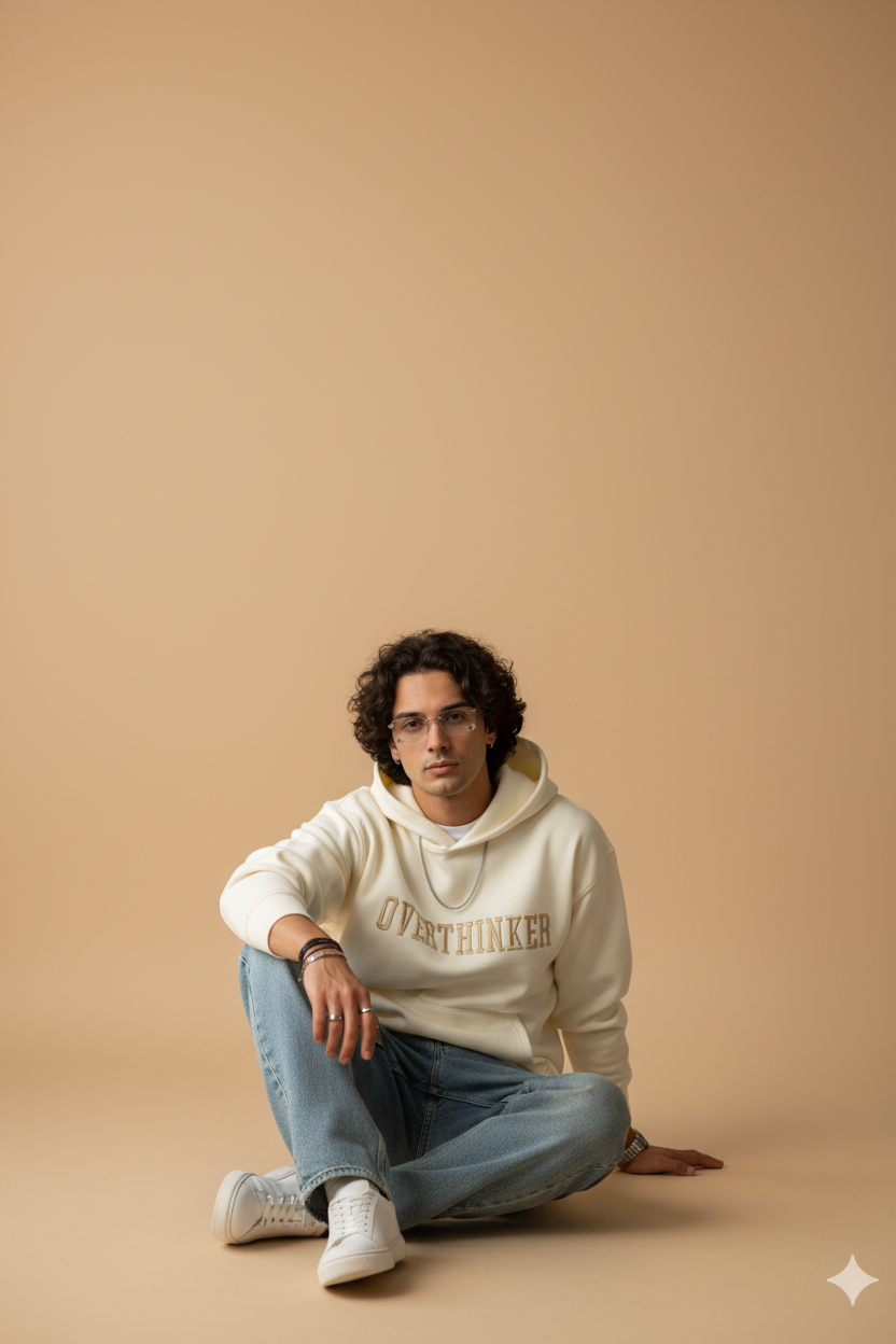 Sitting pose clean beige